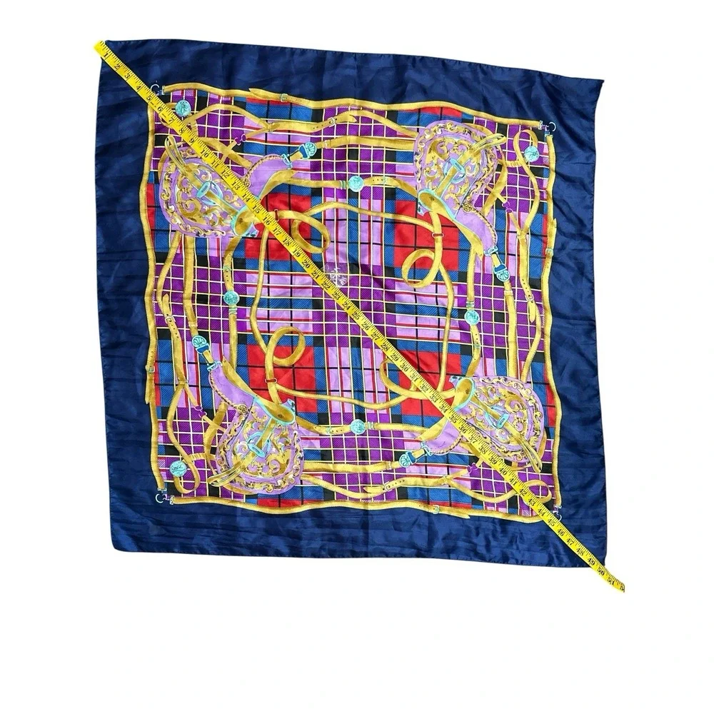 Vintage Korean Air Scarf Blue Gold Purple Red Turquoise etc Vibrant Colors‎